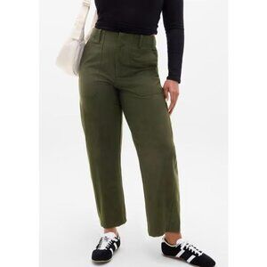 Athleta Skyline High Rise Barrel Leg Pant Aspen Olive-sz 14 Petite